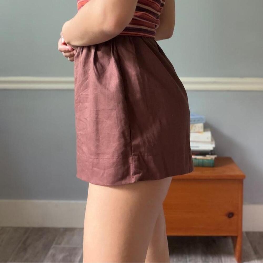 PepperMayo chocolate brown linen shorts